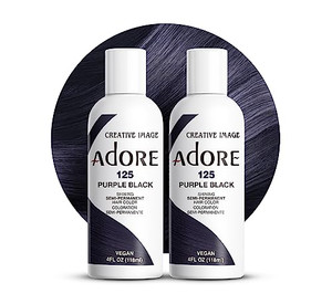 Adore Semi Permanent Hair Color (125 Purple Black) (2 Pack) | Vegan & Cruelty-Free Black Hair Dye | No Ammonia, No Peroxide, No Alcohol | 4 Fl Oz
