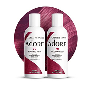 Adore Semi Permanent Hair Color (070 Raging Red) (2 Pack) | Vegan & Cruelty-Free Red Hair Dye | No Ammonia, No Peroxide, No Alcohol | 4 Fl Oz