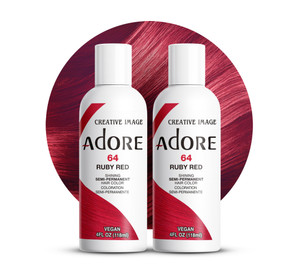 Adore Semi Permanent Hair Color (064 Ruby Red) (2 Pack) | Vegan & Cruelty-Free Red Hair Dye | No Ammonia, No Peroxide, No Alcohol | 4 Fl Oz