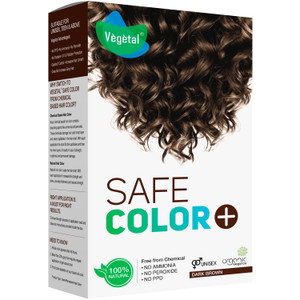 Vegetal Safe Hair Color -Dark Brown 100g. - Certified Organic Chemical and Allergy Free Bio Natural Hair Colour with No Ammonia Formula for Men and W