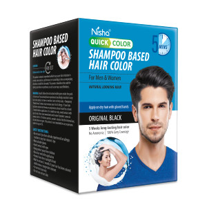 Nisha Quick Black Hair Dye, Black Hair Color Shampoo, No ammonia, Black hair color for gray coverage, 20ml Each, 10 In 1 Box