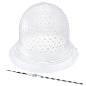 FRIUSATE Hair Coloring Highlighting Cap, 2 Pieces Silicone Highlight Cap Pull Through Caps Hair Coloring Frosting Cap with Hook, Hair Highlighting Ki