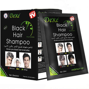 Instant Hair Dye Hair Color Shampoo Semi-Permanent Hair Shampoo - 10-Bag/Box (black)