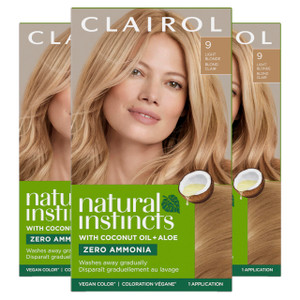 Clairol Natural Instincts Demi-Permanent Hair Dye, 9 Light Blonde Hair Color, Pack of 3