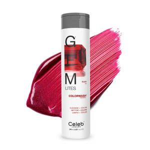 Celeb Luxury Gem Lites Colorwash, Professional Semi-Permanent Hair Color Depositing Shampoo, Ruby