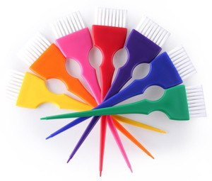 PERFEHAIR Hair Dye Brush Kit Coloring Tint Applicator Brushes Set-7 Rainbow Colors