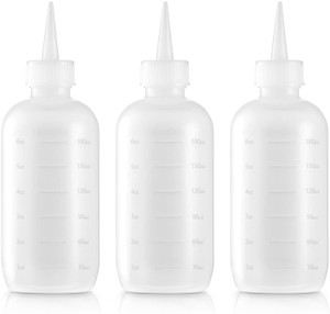 Bar5F Hair Color Applicator Bottles, 3-Pack, 6 Ounce Translucent Squeeze Dropper Bottle with Measuring Scale, BPA Free, Ideal for Salon, Oil, Hair Co