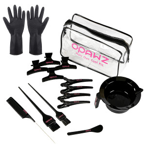 OPAWZ 16Pcs Hair Dye Coloring Kit, Brush and Mixing Bowl Set, Hair Dye Tools Kit, Include Mixing Bowl, Applicator, Clips, Brushes, Comb, Gloves and R