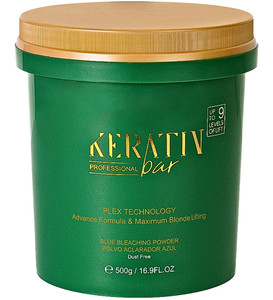 KERATIN BAR Professional Blue Bleaching Powder - Plex Technology - Lifts up to 9 Shades - Maximum Lifting Extra Strength Lightener Hair Highlights Al
