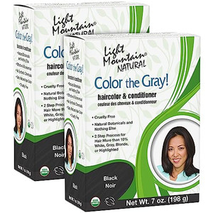 Light Mountain Henna Hair Color & Conditioner, Color the Gray - Black Hair Dye for Men/Women, Chemical-Free, Semi-Permanent Hair Color for White, Gra