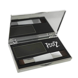 Rootz Black Grey Root Touch Up Temporary Concealing Powder with Unique Dual Action Brush - Instantly Cover Grey Roots, Shape & Thicken Eyebrows - Smu