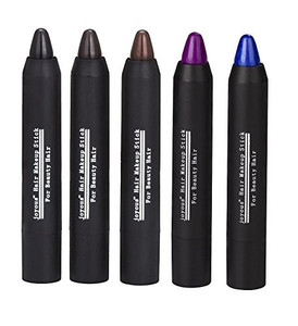 Professional Hair Chalk Temporary Hair Dye Non-toxic Hair Color Crayon Cover White Hair Color Patch (5packs-black-coffee-dark brown-purple-blue)