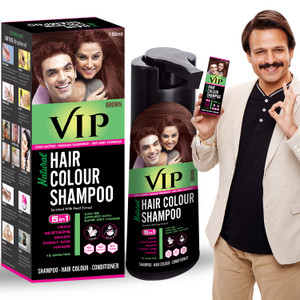 VIP 5 in 1 Hair Colour Shampoo base Hair Color Shampoo, Brown 180ml Brown