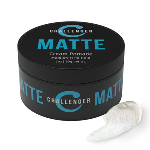 Challenger Mens Matte Cream Pomade | Natural Shine Free Finish Product | Clean & Subtle Scent | Medium Firm Hold & Travel Friendly | 3oz