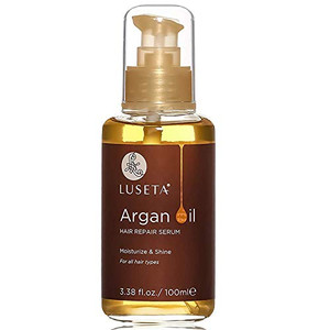 L LUSETA Argan Oil Hair Serum, 100% Pure Argan Oil for Frizzy Control Dry Damage , Repair, Shine Smoothing Strengthening & Nourishing, 3.38 Fluid Oun