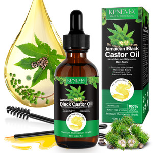 KPNEMA Jamaican Black Castor Oil for Hair Growth, Multipurpose Cold Pressed 100% Natural Castor Oil Organic for Hair and Skin, Eyebrow, Body Care