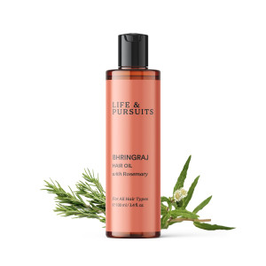 Life & Pursuits Bhringraj Hair Growth Oil 3.4 Fl Oz, Natural Ayurveda Scalp Therapy For Men & Women| Rosemary, Amla, Hibiscus, Tea Tree & Coconut| Re