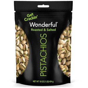 Wonderful Pistachios In Shell, Roasted and Salted Nuts, 16 Ounce Resealable Bag, Healthy Snack, Protein Snack, Pantry Staple