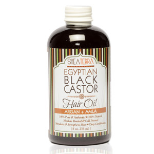 Shea Terra Organics 100 Percent Pure Egyptian Black Castor Extra Virgin Oil  Argan and Amla | All-Natural Strengthening and Conditioning Hair Oil fo