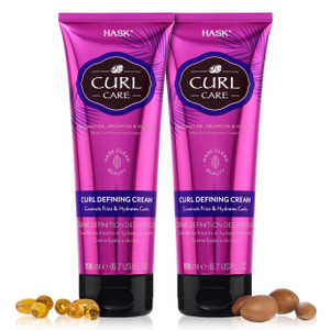 HASK Hair Cream - Curl Care Defining Cream 2 Piece Bundle, vegan, cruelty-free, color safe, free from gluten, sulfates, and parabens