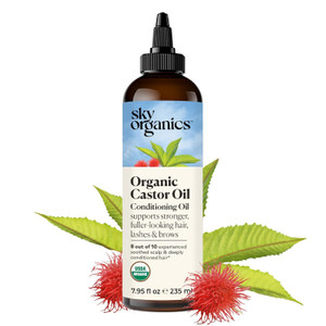 Sky Organics Castor Oil - USDA Certified Organic Hair Oil for Hair Growth, Skin, Face, Eyelashes - Cold Pressed & Hexane Free - Pure Organic Castor O