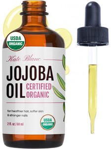 Kate Blanc Cosmetics Organic Jojoba Oil for Hair, Skin & Face (2oz, 100% Pure, Cold Pressed, Natural). Gua Sha Oil for Face & Dermaplaning
