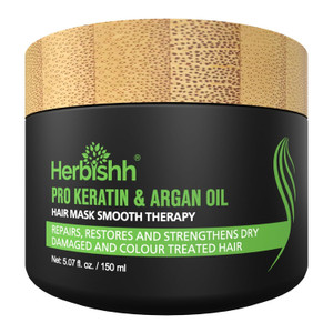 Herbishh Argan Hair Mask-Deep Conditioning & Hydration For Healthier Looking Hair- for very Dry, Weak, Stressed Out Hair, No Sulphates, No Parabens (