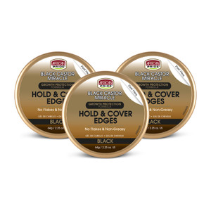 African Pride Black Castor Miracle Hold & Cover Edges Hair Gel with Black Castor Oil & Coconut Water Edge Control for Braids, Locs, Slick Styles & St