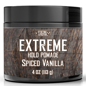 Viking Revolution Spiced Vanilla Hair Pomade for Men - Extreme Hold Hair Gel for Men - Water Based - Extra Firm Mens Hair Pomade - High Shine Mens Ha