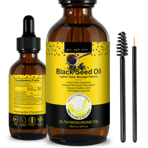 EQEIYICS Pure Black Seed Oil,100% Virgin Black Seed Oil Organic Cold Pressed Glass Bottle,Blackseed Oil Liquid for Hair Growth,3X Thymoquinone,Antiox