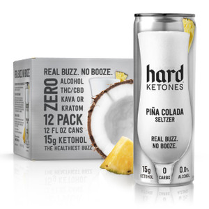 Hard Ketones Pina Colada Seltzer | Alcohol Alternative with 15g Ketohol | 12 Pack, 12 Oz Cans