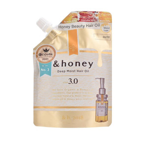 &-Honey Deep Moist Hair Oil Step3.0 Refill 75ml - Hair Oil for Frizzy Hair with 3 Types of Honey - Eco-Friendly Pouch - Nourishing Moisture for Dry H