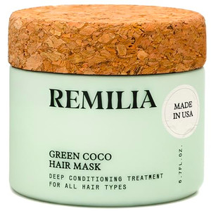 Remilia Hair Green Coco Hair Mask with Coconut Oil, Avocado Oil, Castor Oil, Green Tea & Rice Protein, Salon-Inspired Care for Smoothness and Managea