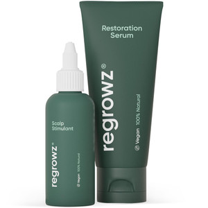 Regrowz Hair Growth Thickening Treatment Set - Advanced Scalp Stimulant & Restoration Serum - Natural Anti Hair Loss Thinning Care, Promote Fullness