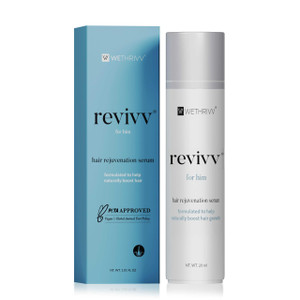 REVIVV Hair Growth Serum for Men, Starter 1-Pack, 100% Natural Topical Solution for Visibly Thicker, Fuller Hair Regrowth, Dermatologist Recommended,