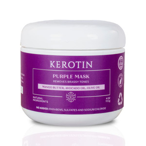 Kerotin Purple Hair Mask - Ultra Nourishing and Moisturizing Mask for blondes and silver hair; removes brassy tones and deeply moisturizes - Free of