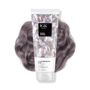 IGK Hair Gloss Toner & Color Depositing Mask | Pale Violet Gray Semi-Permanent | Vegan + Cruelty Free | Magic Storm