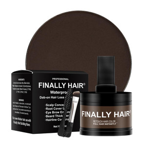 (Medium Brown) - Finally Hair Dab-on Hair Loss Concealer, Hairline Creator, Eye Brow Enhancer, and Beard Filler. for Thicker Hair use it First Then A