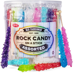 36 Extra Large Assorted Rock Candy Sticks: Espeez - Candy Party Favors - for Birthdays, Weddings, Receptions, Bridal, Baby Showers - Rock Bulk