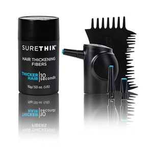 Hair Building Fibers, 15G, with BONUS Pump Applicator, Hairline Comb and 3 Nozzles, Hair and Hairline Filler Kit For Men and Woman (Black)