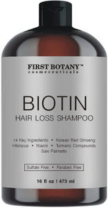 First Botany Cosmeceuticals, Hair Regrowth and Anti Hair Loss Shampoo 16 fl oz, with DHT blockers- Daily Hydrating, Detoxifying, Volumizing Shampoo F