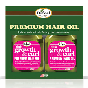 Difeel Biotin Growth & Curl Premium Hair Oil 7.1 oz. - Deluxe 2-PC Gift Set