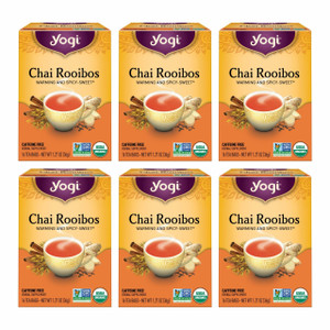 Yogi Tea Chai Rooibos Tea - 16 Tea Bags per Pack (6 Packs) - Spiced Organic Rooibos Tea - Provides Antioxidants - Caffeine-Free - Includes Cardamom,