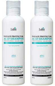 LADOR Damage Protector Acid Shampoo (2x 5.07 fl.oz.) - 4.5 pH Acidic Formulation for Hair and Scalp pH Balance, Helps Neutralize Alkaline pH from Dye