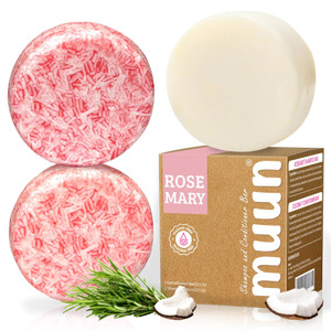 Muun Rosemary Shampoo and Conditioner Bar Set 3 - Natural Solid Hair Growth Soap Bars for Women with Straight, Curly or Thinning Hair for Anti-Hair L