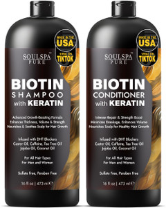 Biotin Shampoo and Conditioner Set with Keratin - Sulfate-Free Advanced Anti-Thinning, Hair Growth Shampoo and Conditioner Combo Repair Formula - wit