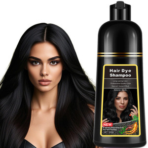 Black Hair Dye Shampoo Instant 3 in 1 for Gray Hair Coverage - Herbal Formula, Semi-Permanent Hair Color in 10 Minutes, Lasts 30 Days, 100% Grey Cove