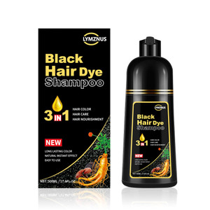 lymznus Herbal Black Hair Dye Shampoo 3 in 1 for Gray Hair, Instant Hair Color Shampoo for Women & Men, Black Hair Shampoo for 100% Grey Coverage 500