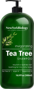 New York Biology Tea Tree Shampoo  Deep Cleanser  Relief for Dandruff and Dry Itchy Scalp  Therapeutic Grade - Helps Promote Hair Growth  16.9 fl