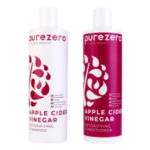 Purezero Apple Cider Vinegar Shampoo & Conditioner Set - Detox Scalp & Hair - pH balanced -Increase Hydration - Zero Sulfates, Parabens, Dyes - 100%